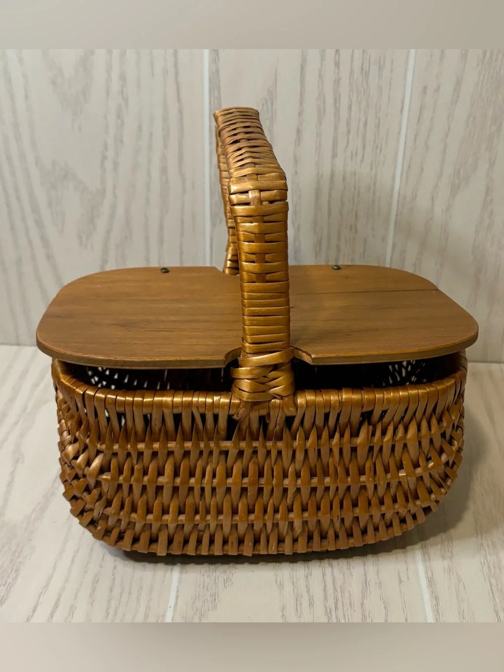 Picnic Basket Vintage Rattan Boho Cottagecore